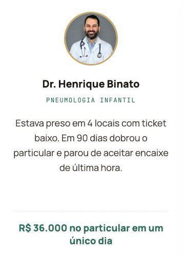 Card do Dr. Henrique Binato: R$ 36.000 no particular em um único dia